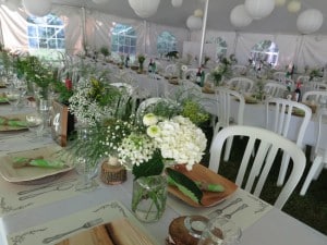 Outdoor tented wedding reception