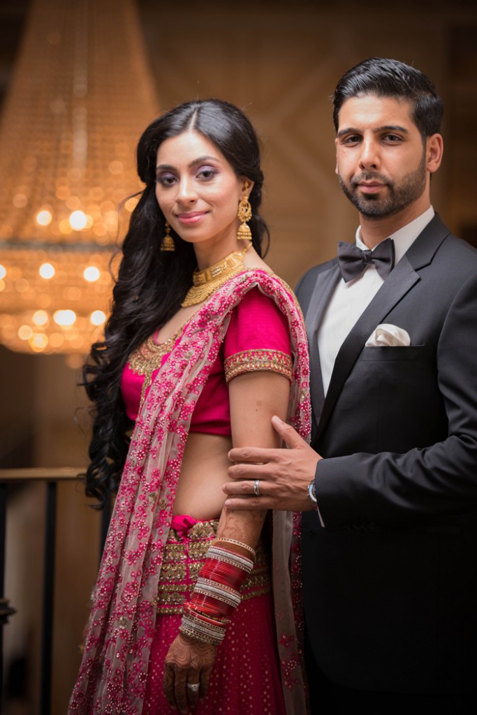 Bride in a pink traditional sari. rebeccachan.ca