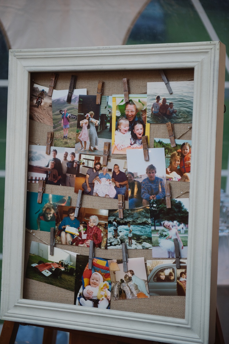 Framed DIY photo collage. See more at Rebecca Chan Weddings and Events https://rebeccachan.ca