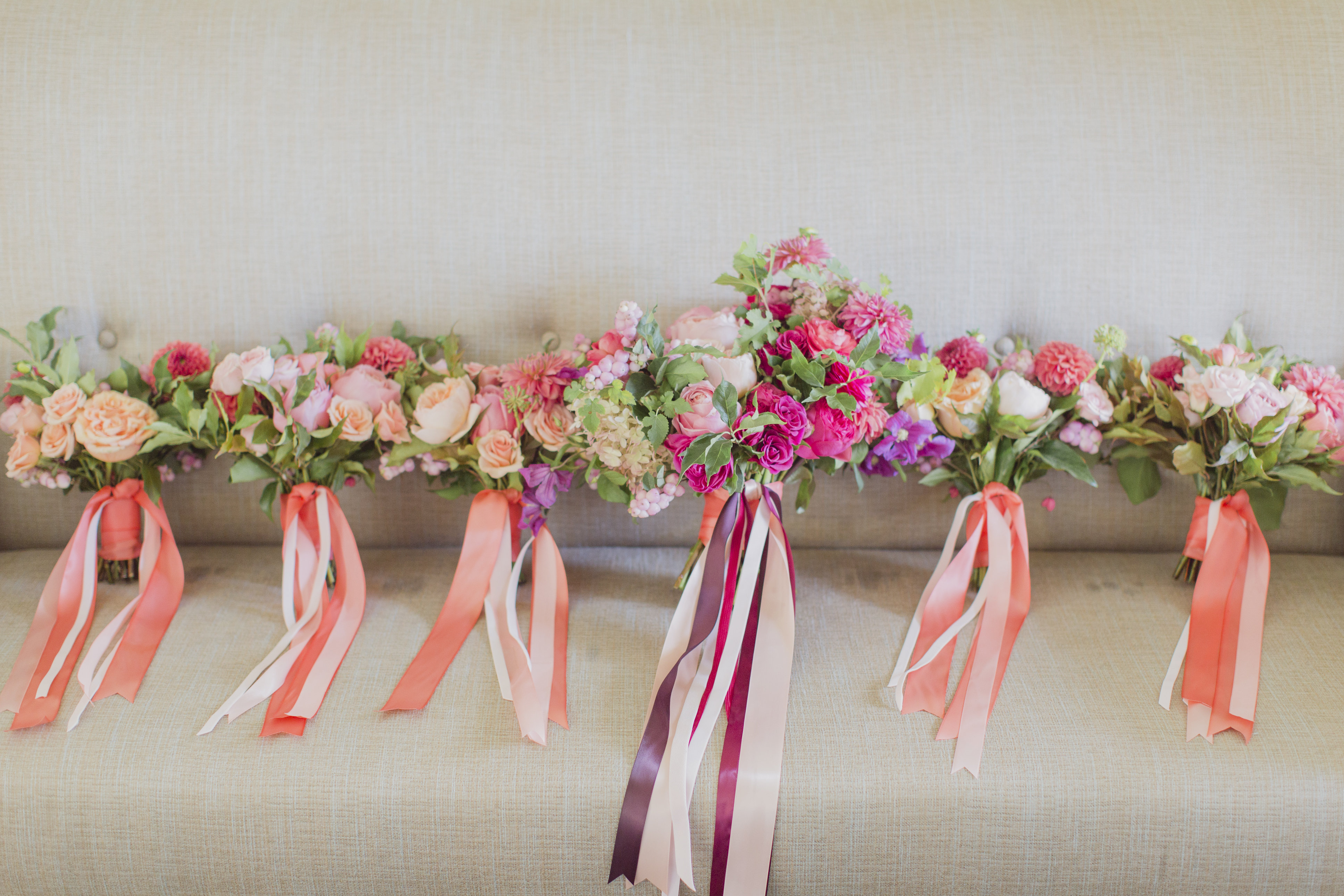 Romantic cranberry and blush floral bouquets. See more at Rebecca Chan Weddings and Events https://rebeccachan.ca