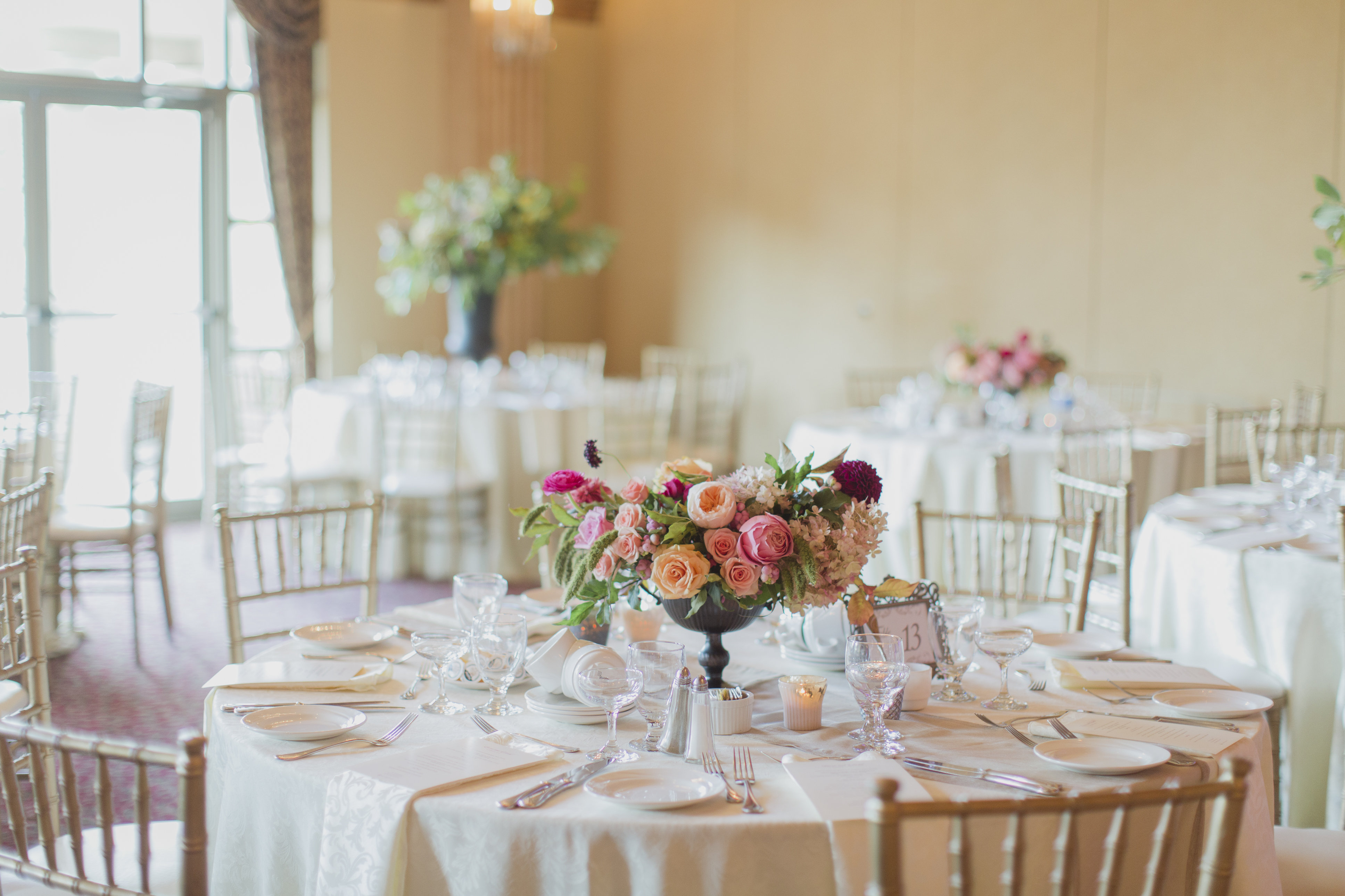 Romantic cranberry and blush floral centrepiece. See more at Rebecca Chan Weddings and Events https://rebeccachan.ca