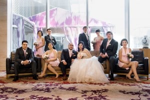 Cherry Blossom Wedding at Shangri-La Hotel Toronto - Wedding party