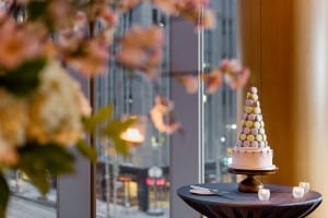 Cherry Blossom Wedding at Shangri-La Hotel Toronto - Cherry blossom centrepieces and wedding cake