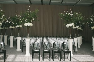 A modern black-tie wedding ceremony. Planner: Rebecca Chan Weddings and Events rebeccachan.ca To see more, visit rebeccachan.ca