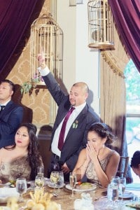 Elegant vintage-inspired purple and gold wedding