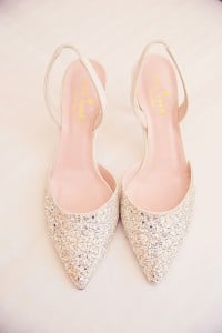 Elegant vintage-inspired purple and gold wedding - Bride's Kate Spade Shoes