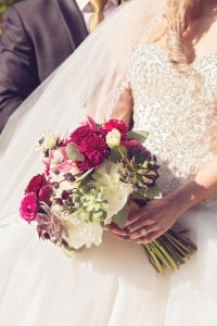 Elegant vintage-inspired purple and gold wedding