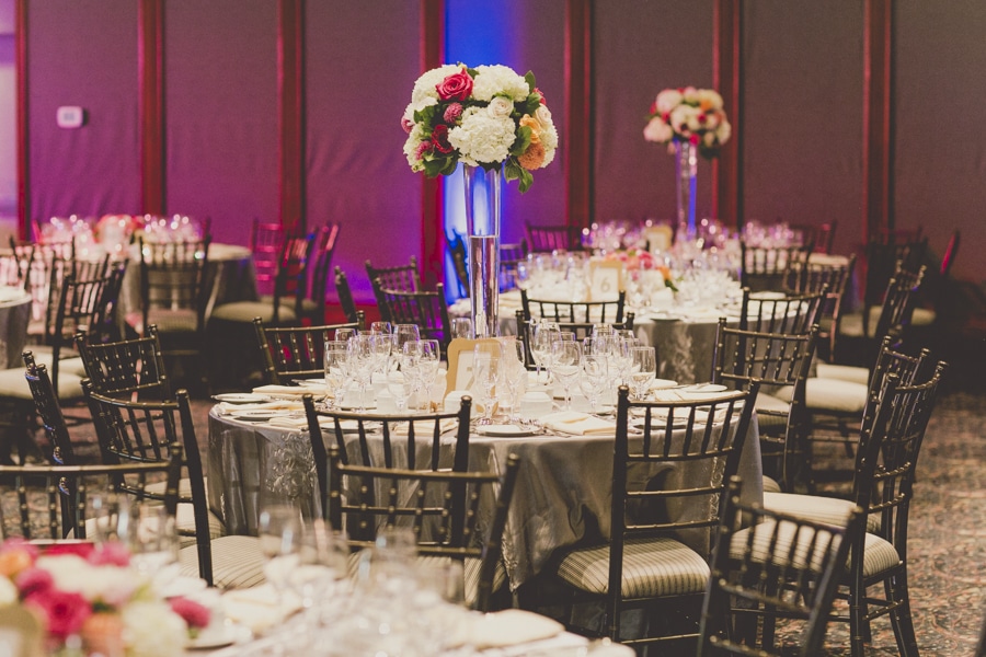 Modern Chic Fuschia and Peach Wedding centrepieces