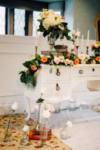 Estates of Sunnybrook indoor ceremony inspiration - floral garland across vanity feature