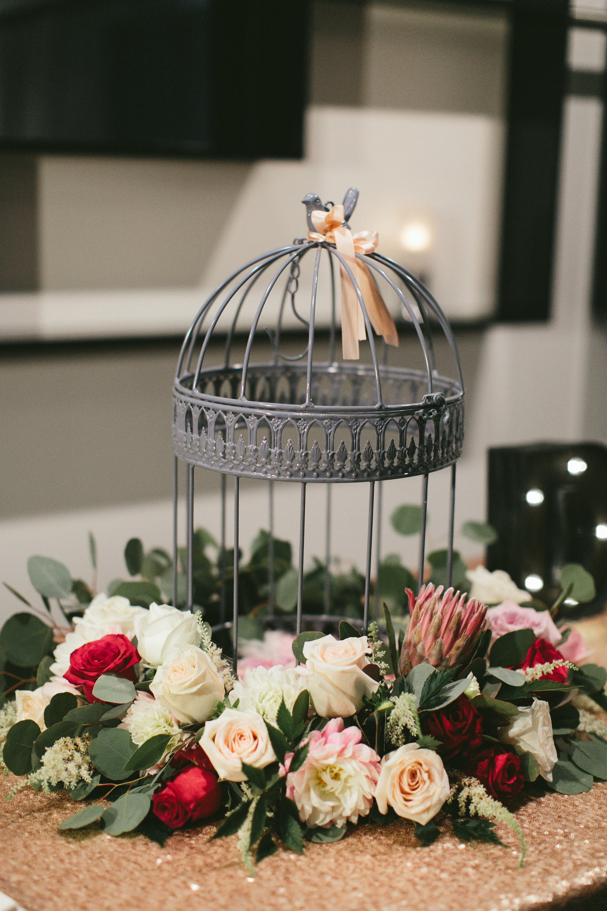 Sophisticated Garden-Inspired Wedding in Toronto at the Grand Luxe - Birdcage with flowers