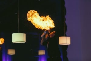 Sophisticated Garden-Inspired Wedding in Toronto at the Grand Luxe - flair bartending with fire
