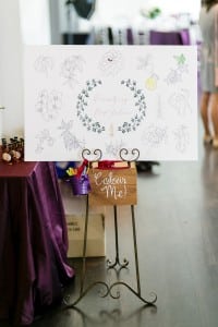 Adult colouring sign - Organic and Artistic wedding at Doctor's House