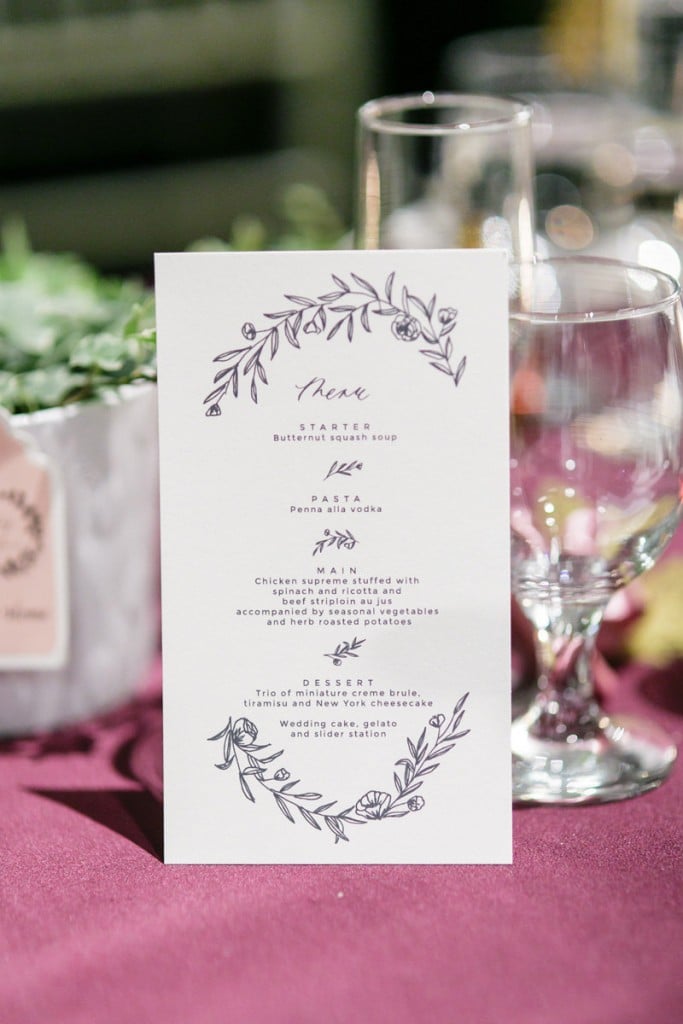 Menu - Organic and Artistic wedding at Doctor's House