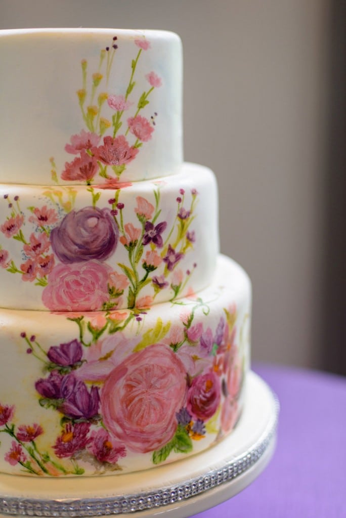 Hand painted wedding cake - Organic and Artistic wedding at Doctor's House