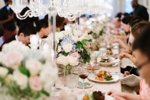 Ornate blush and blue swets table - Afternoon Tea Inspired Wedding at Graydon Hall Manor
