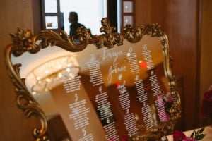 Vintage gold seating chart with calligraphy - Modern Chinese wedding at Ritz-Carlton Toronto