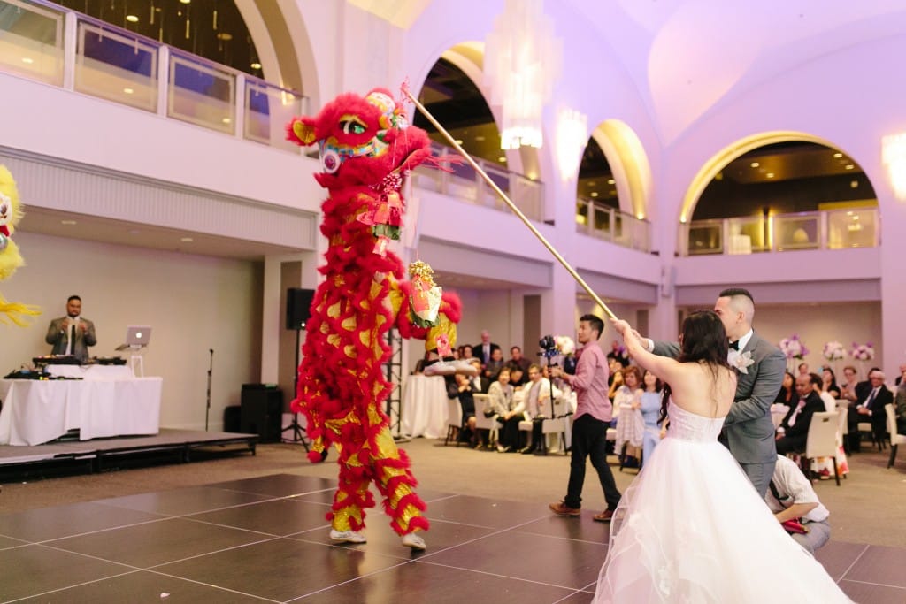 Modern Arcadian Court wedding reception - Chinese lion dancers