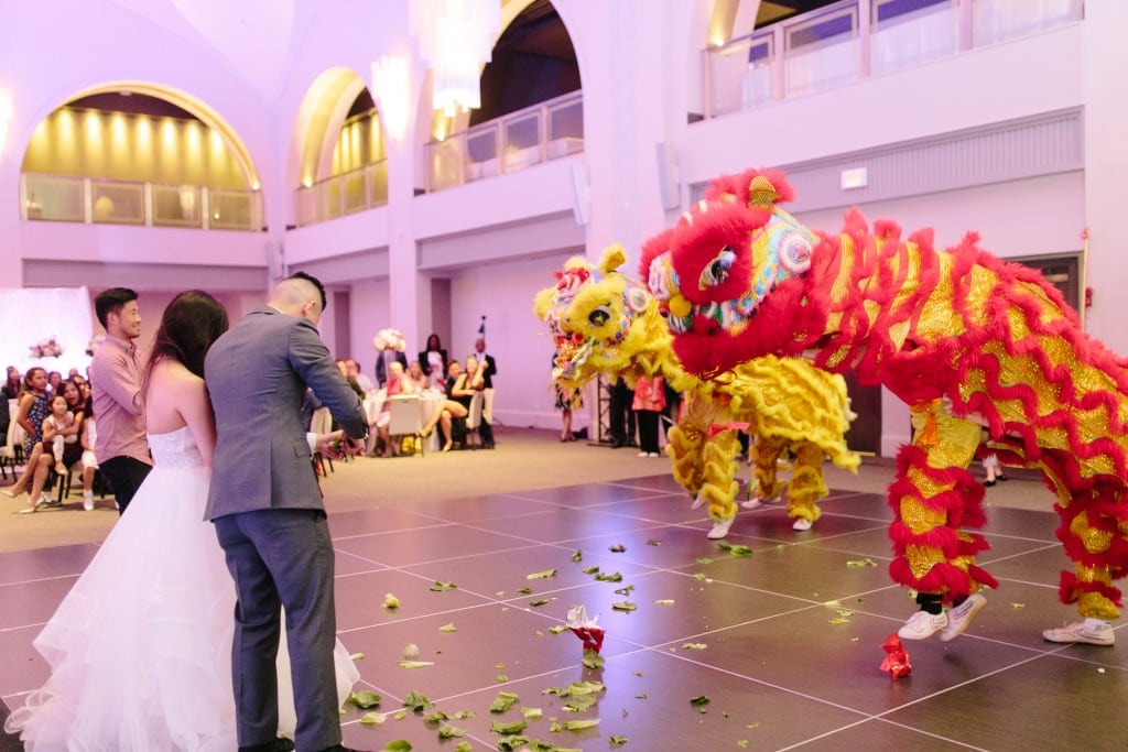 Modern Arcadian Court wedding reception - Chinese lion dancers