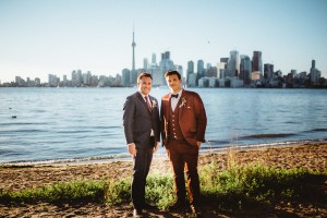 Rustic gay wedding at Toronto's Ward's Island