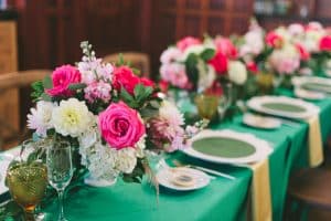 Private party for Rupi Kaur - rich colours, beautiful place settings and an elegant dinner