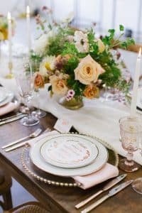 Rustic and romantic wedding tabletop styling