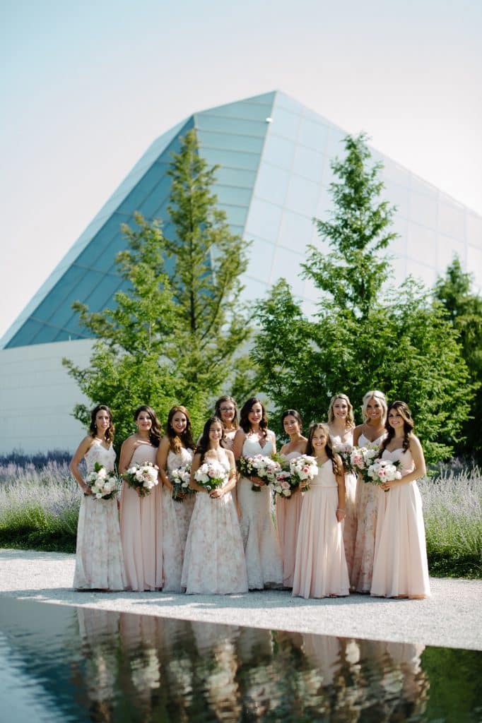 Wedding party portraits at Aga Khan Museum