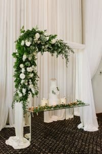 Modern White and Green Wedding Cake at the Guild Inn Estate