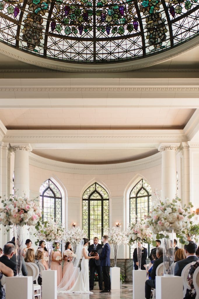 Beautiful Modern White and Blush Wedding at Casa Loma