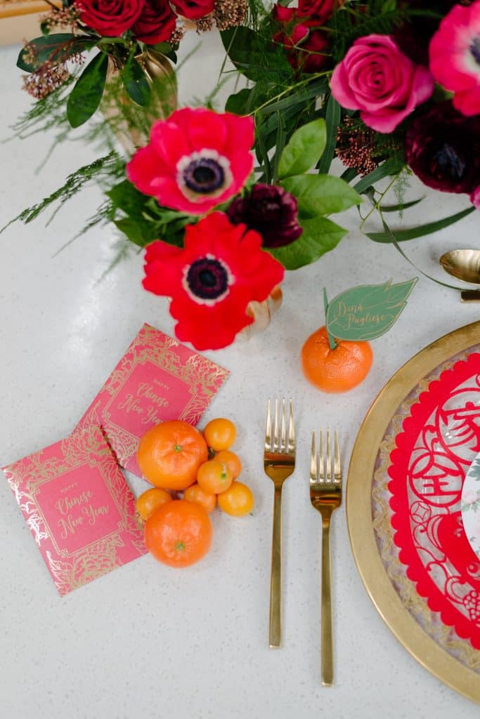 Bring in gold tabletop rentals - Chinese New Year decorating ideas as seen on Breakfast Television with Rebecca Chan Weddings and Events rebeccachan.ca