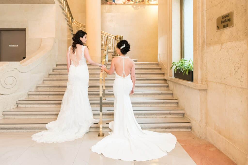 Elegant wedding with two brides at Rosewater Room