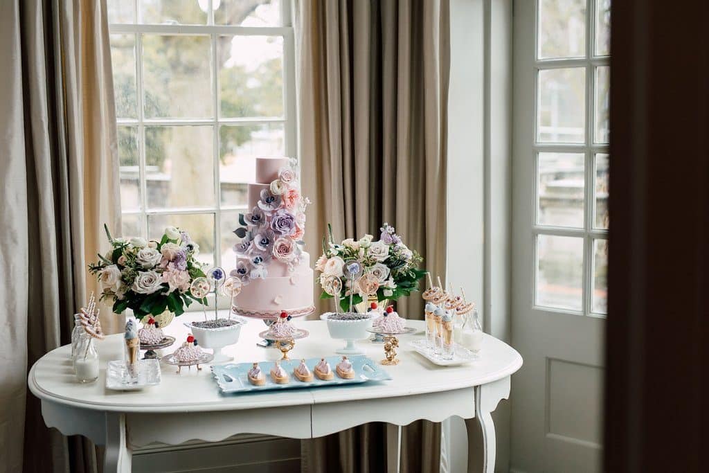 Today's Bride styled shoot - Romantic Indoor Garden Wedding Sweets Table, styled by Rebecca Chan Weddings and Events