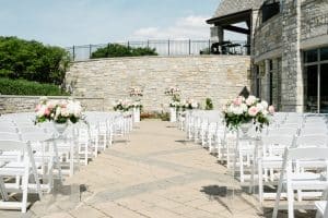 Luxurious blush garden wedding ceremony at Eagles Nest Golf Course