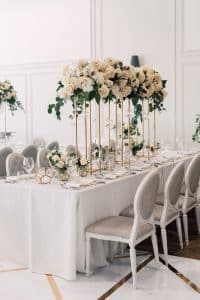 Modern garden wedding with gold and marble