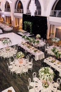 Modern black and white wedding at Arcadian Court, as seen on Wedluxe