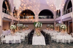 Modern black and white wedding at Arcadian Court, as seen on Wedluxe