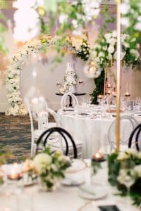 Modern black and white wedding at Arcadian Court, as seen on Wedluxe