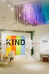 Square One Merry & Bright Holiday Market - Creative yarn visual merchandising display