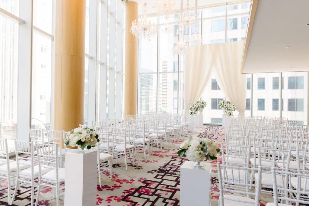 Classic white wedding ceremony at Shangri-La Hotel Toronto