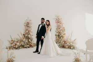 Dreamy pastel baby's breath wedding portrait