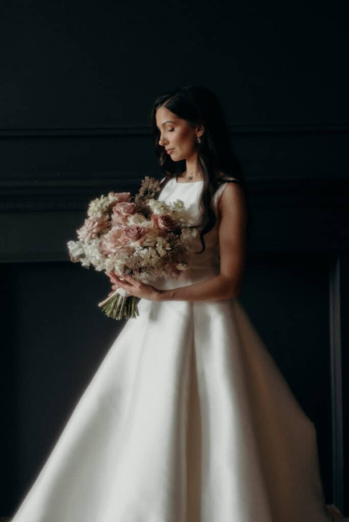 Bride and groom portraits at Mint Room Studios - Whimsical and dreamy cloud wedding. Planning by Rebecca Chan Weddings & Events rebeccachan.ca