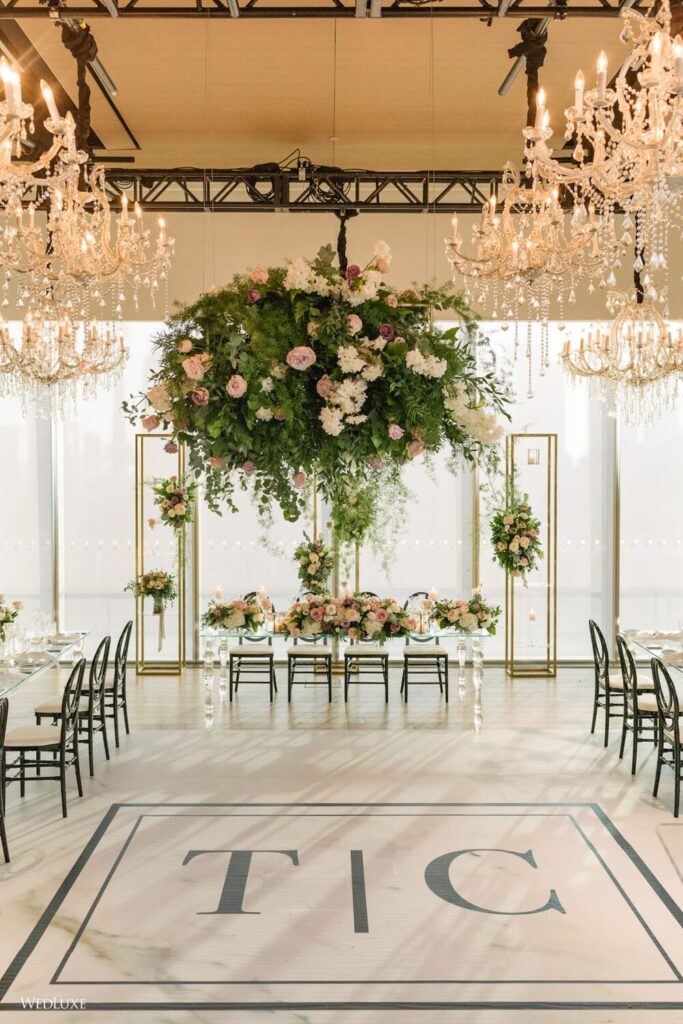 Modern indoor garden wedding head table at Globe and Mail Centre, by Rebecca Chan Weddings & Events rebeccachan.ca