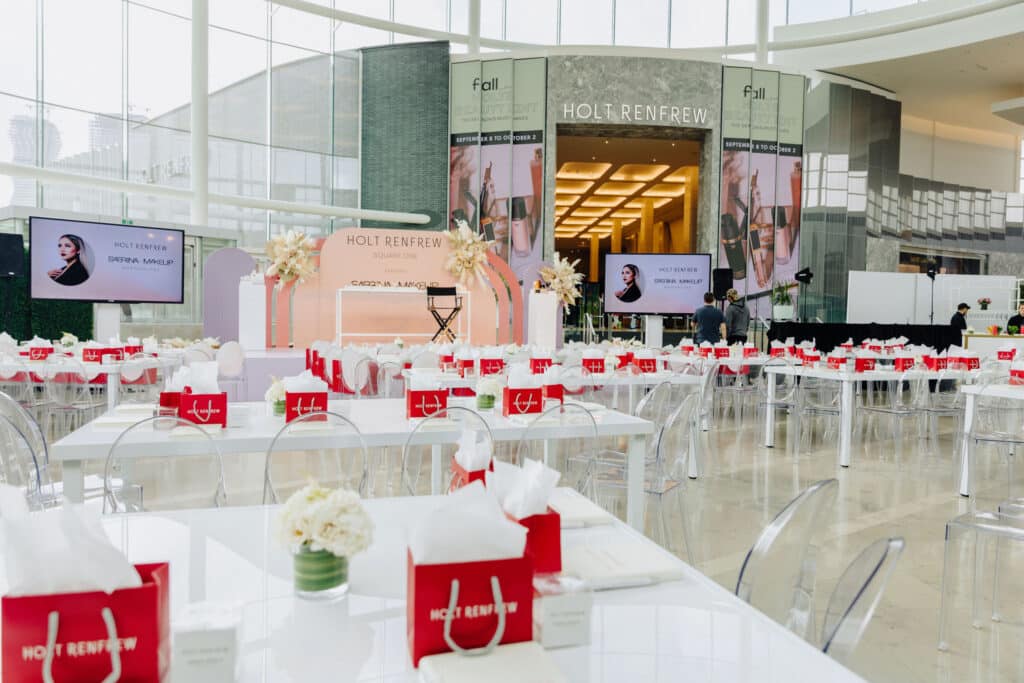 Sabrina X Makeup Masterclass hosted by Holt Renfrew Square One; designed by Rebecca Chan Weddings & Events