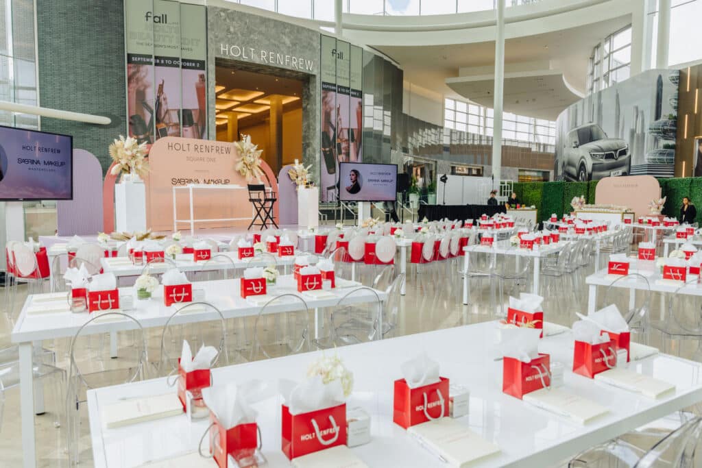 Sabrina X Makeup Masterclass hosted by Holt Renfrew Square One; designed by Rebecca Chan Weddings & Events