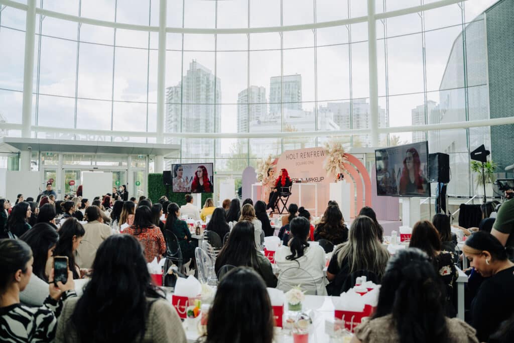 Sabrina X Makeup Masterclass hosted by Holt Renfrew Square One; designed by Rebecca Chan Weddings & Events