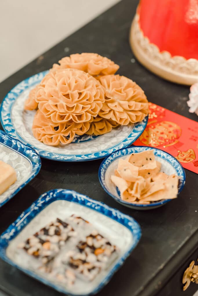 Traditional Chinese New Year pastries, lotus blossom cookie, from Wai Tack Kee.