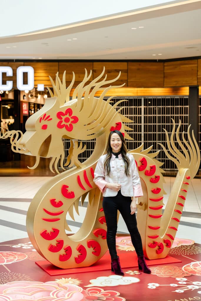 Dragon display for a Lunar new year activation at Upper Canada Mall by Rebecca Chan Events Inc