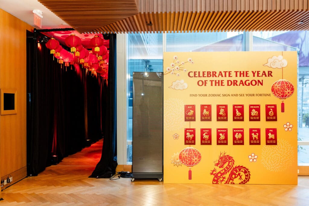 Custom designed zodiac fortune wall at Shangri-La Hotel Toronto's Lunar New Year Party