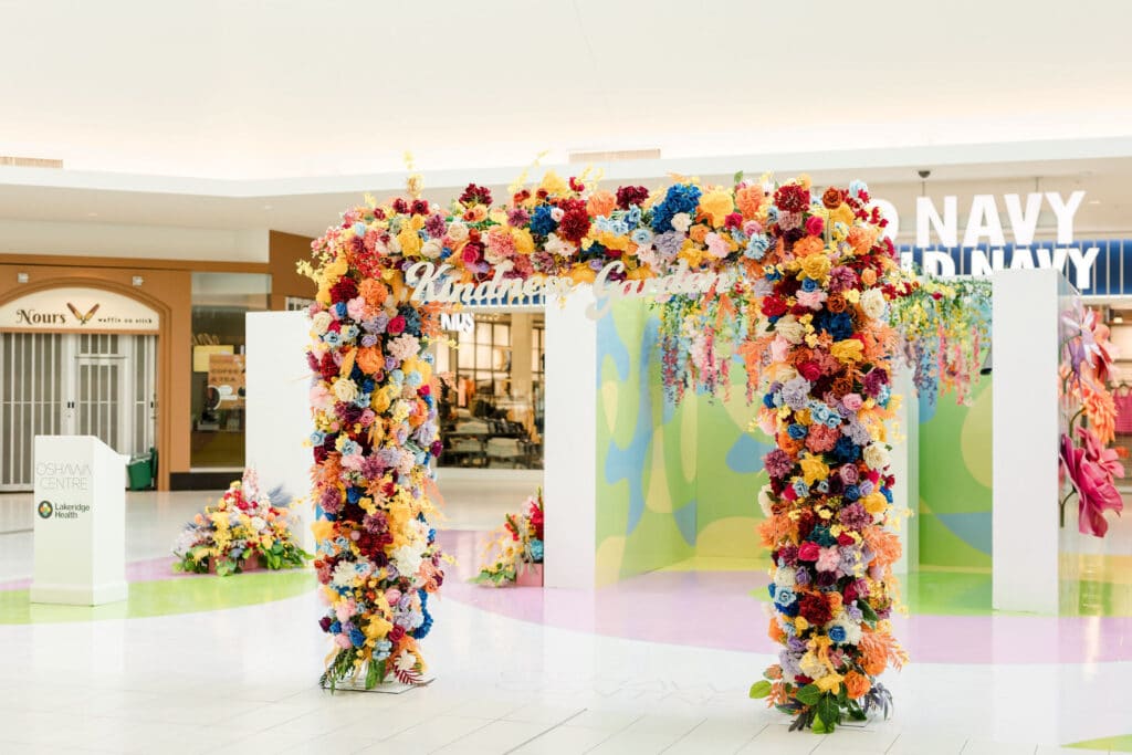 Oshawa Centre Kindness Garden with unique floral installations.