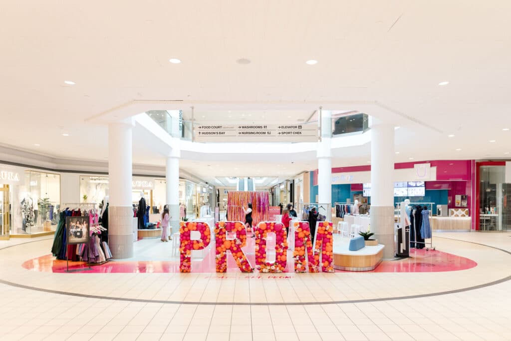 Prom pop up decor for Upper Canada Mall