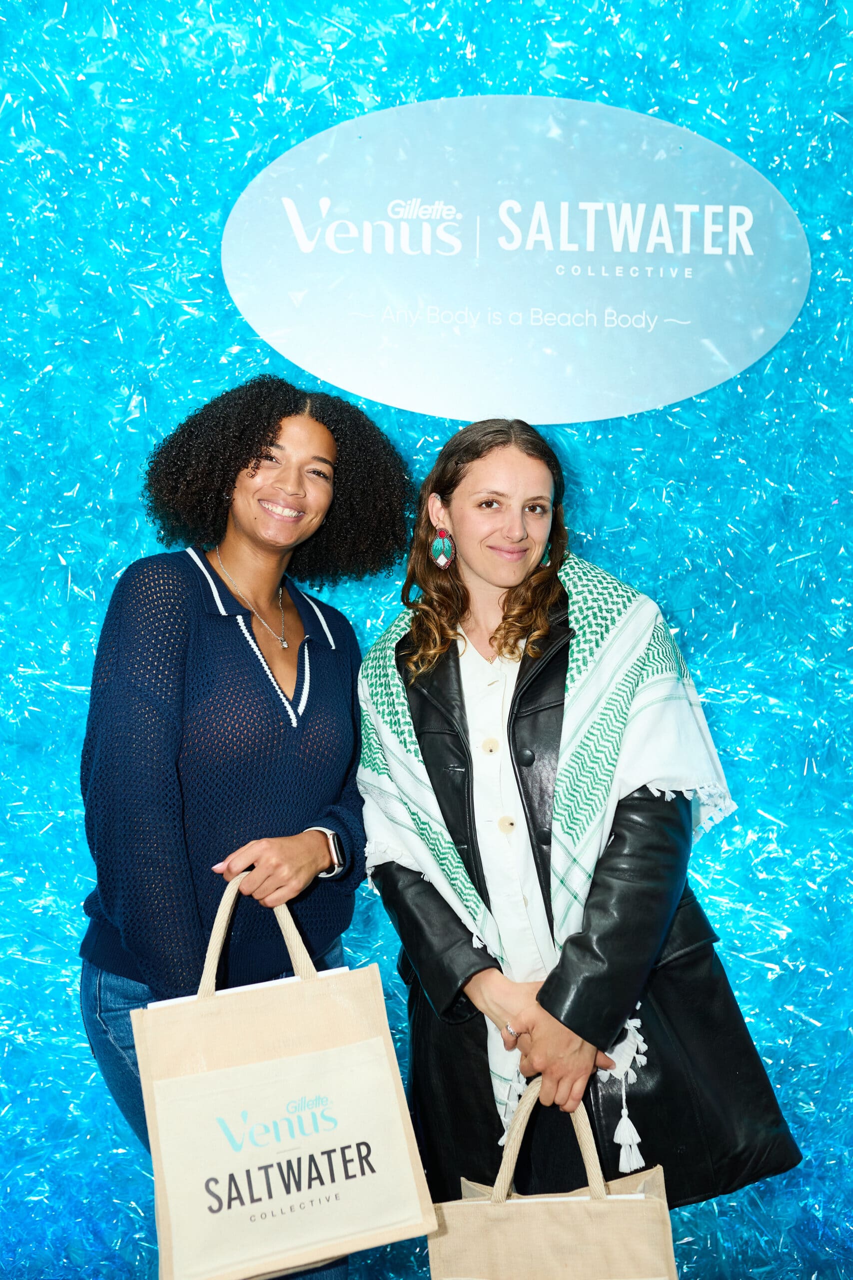 Blue crinkle wall photo opp for Gillette Venus